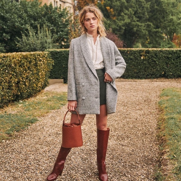 COPY - 🦄SEZANE James coat in grey checkered print - Picture 3 of 8